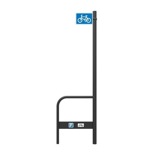 Range-vélos avec panneau de signalisation