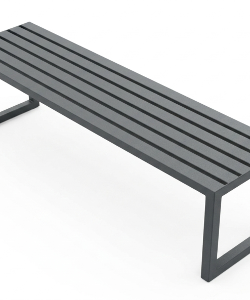 Banc public d'extérieur Pilonatic en acier galvanisé thermolaqué.