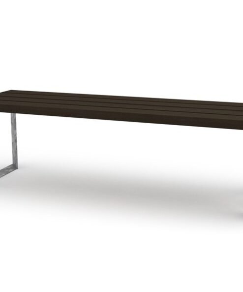 Banc public d'extérieur en bois et acier