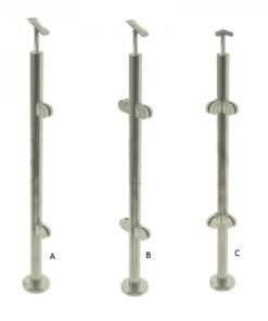 Poste para barandilla de acero inoxidable y cristal terminal intermedio y esquinero