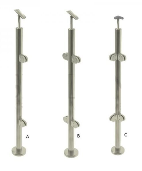 Poteau de garde-corps inox pour verre