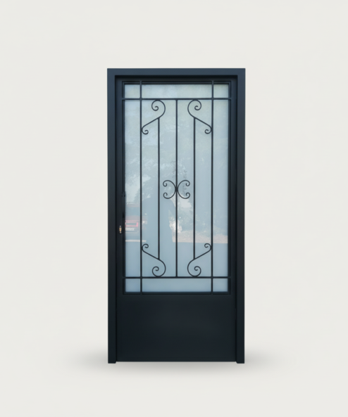 Porte d'entrée de sécurité en acier forgé pour maison ou résidence