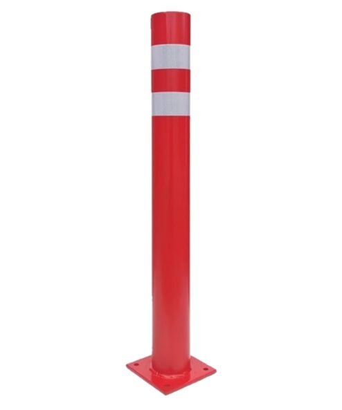 Potelet de sécurité rouge Ø 80 mm, double bande réfléchissante