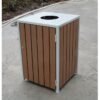 Corbeille de propreté en acier et bois