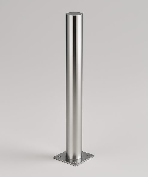 Borne fixe en inox sur platine, hauteur 1 m
