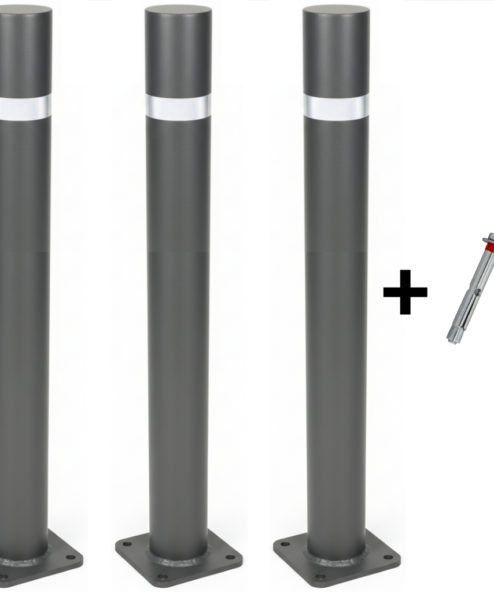 Lot de 3 potelets fixes en acier à visser sur platine + visserie