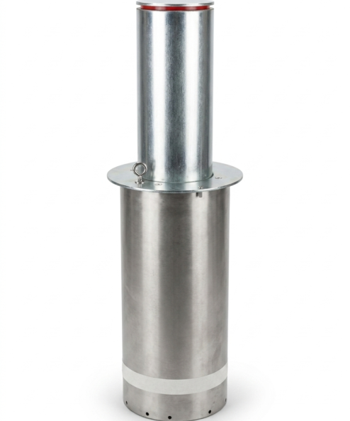 Borne télescopique semi-automatique escamotable en acier galvanisé Ø 220 × 4 mm, hauteur 500 mm