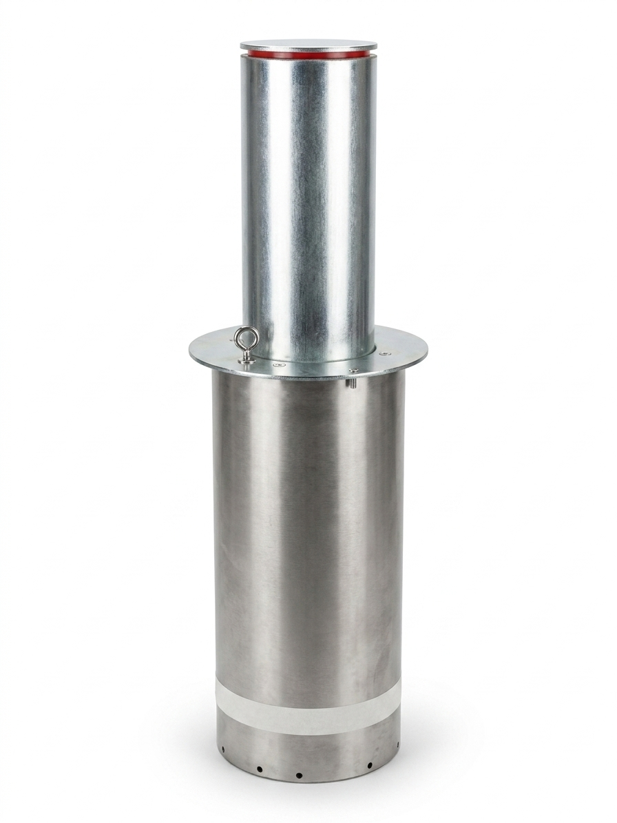 Borne escamotable semi-automatique en acier galvanisé Ø220 x 4 mm, hauteur 500 mm