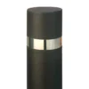 Borne Barcelona à sceller, noire avec bague en acier inoxydable, détail de la tête de face
