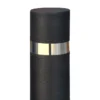 Borne Barcelona sur platine, noire avec bague en acier inoxydable, détail de la tête et de la bague inox