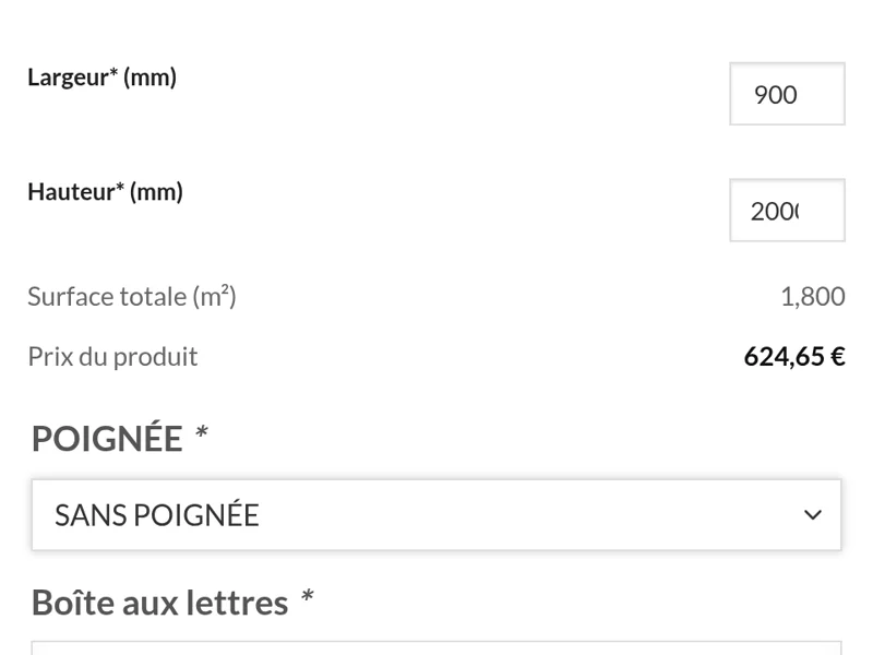 Configurateur Pilonatic : largeur, hauteur et prix immédiat