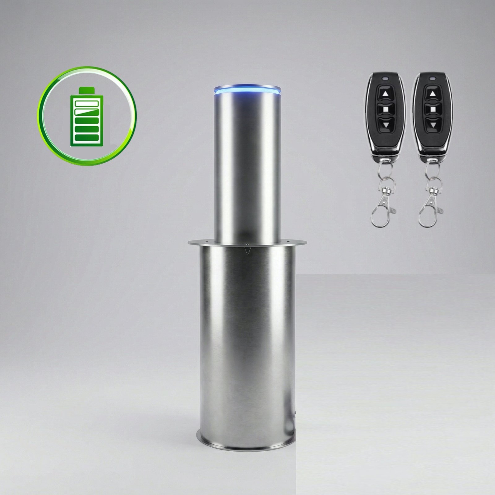 Borne automatique Impact galvanisée sur batterie – Ø 220 mm, H 500 mm Borne automatique Impact galvanisée sur batterie – Ø 220 mm, H 500 mm