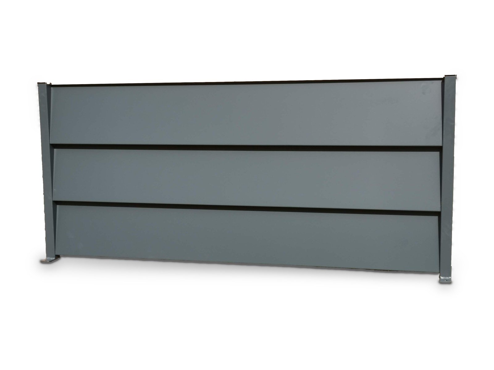 Clôture LAMEX gris anthracite à trois lames de tôle Clôture LAMEX gris anthracite à trois lames de tôle