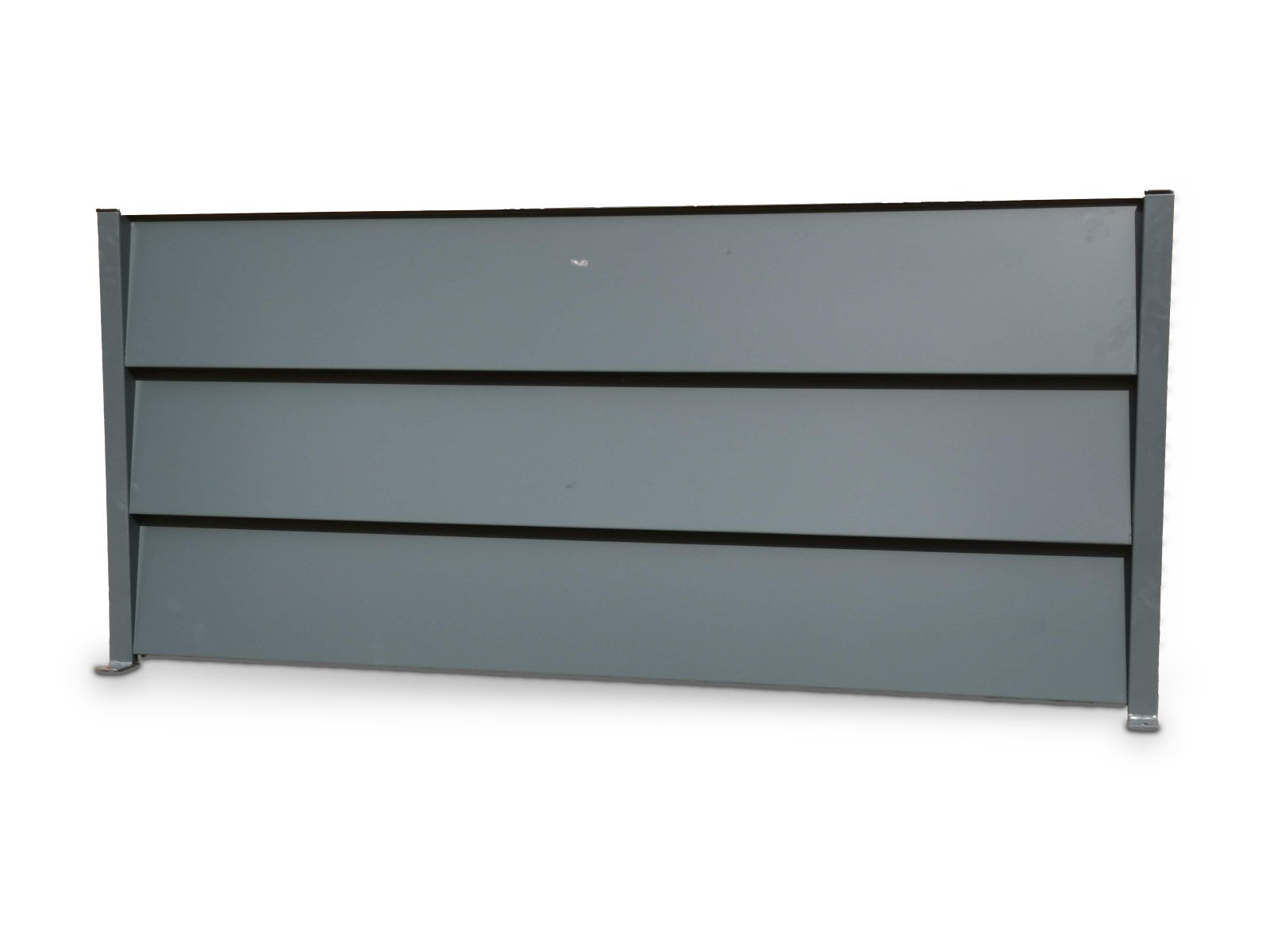 Clôture LAMEX gris anthracite à trois lames de tôle Clôture LAMEX gris anthracite à trois lames de tôle